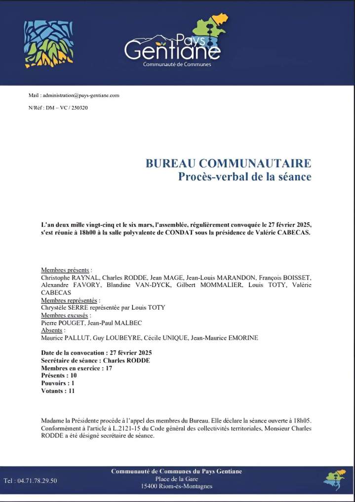 Procès-verbal de la séance 