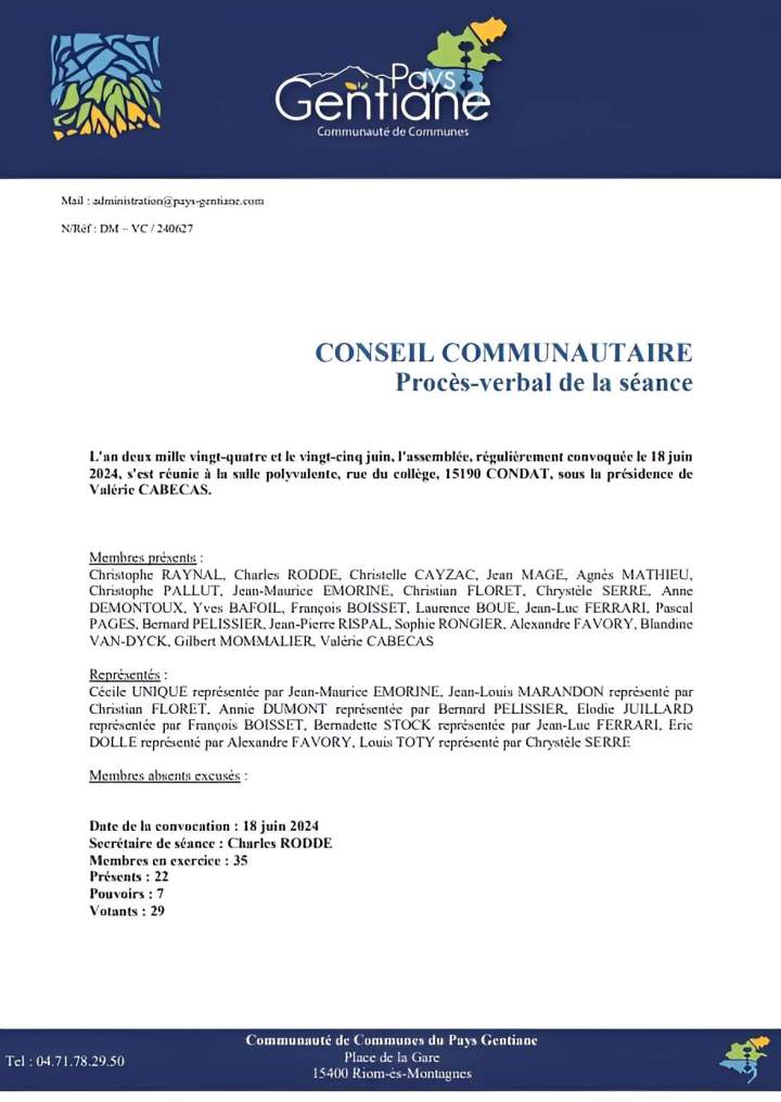 Procès-verbal de la séance 