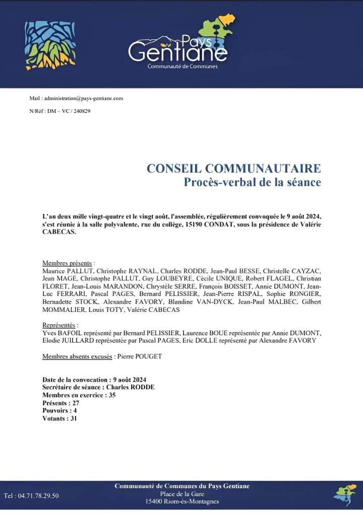 Procès-verbal de la séance 