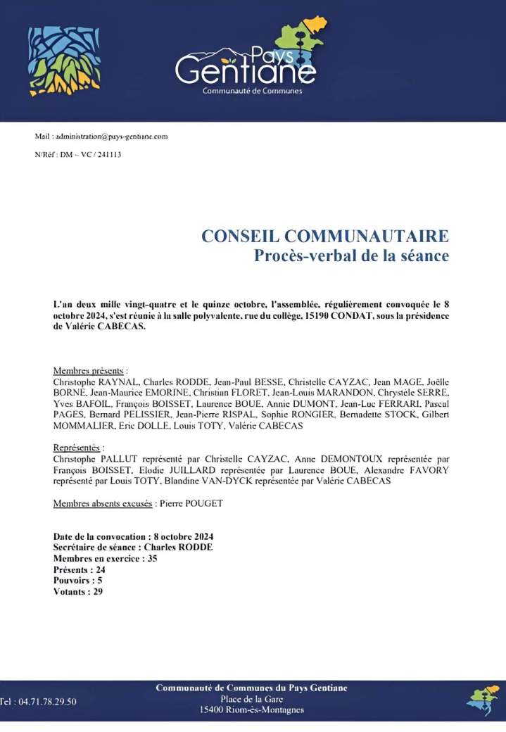 Procès-verbal de la séance 
