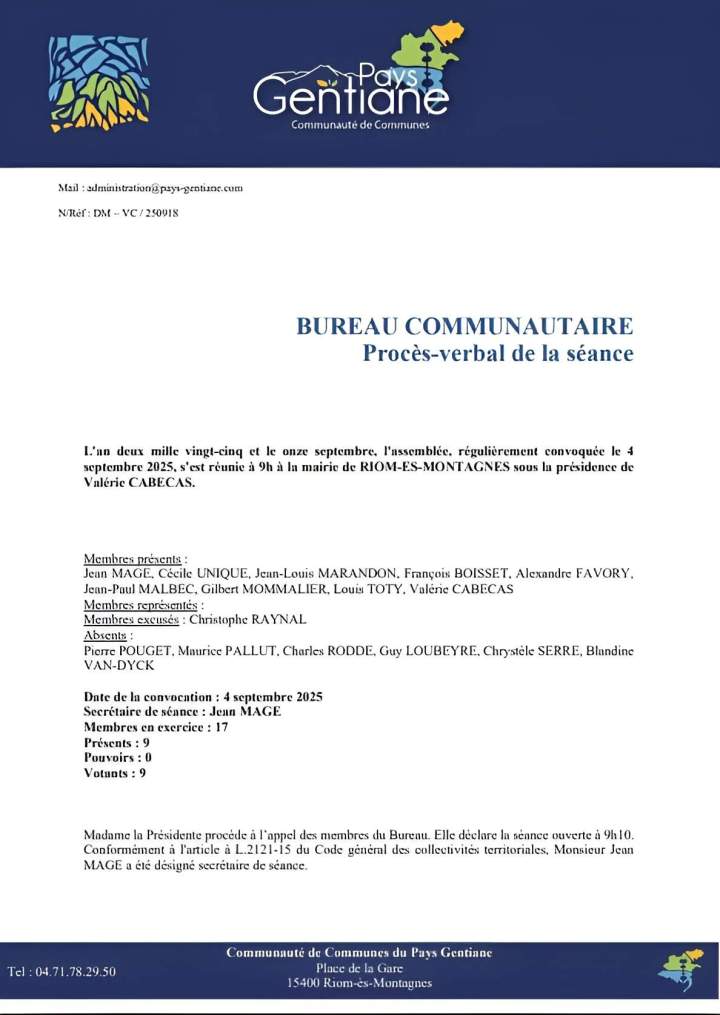 Procès-verbal de la séance 