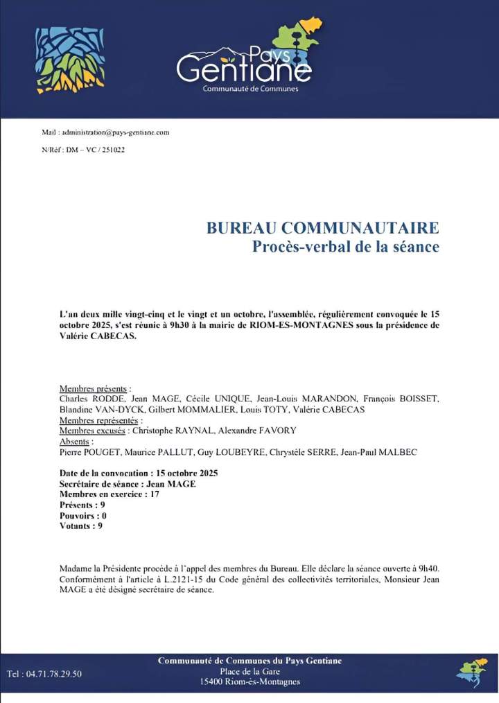Procès-verbal de la séance 