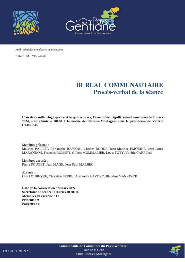 Procès-verbal de la séance 
