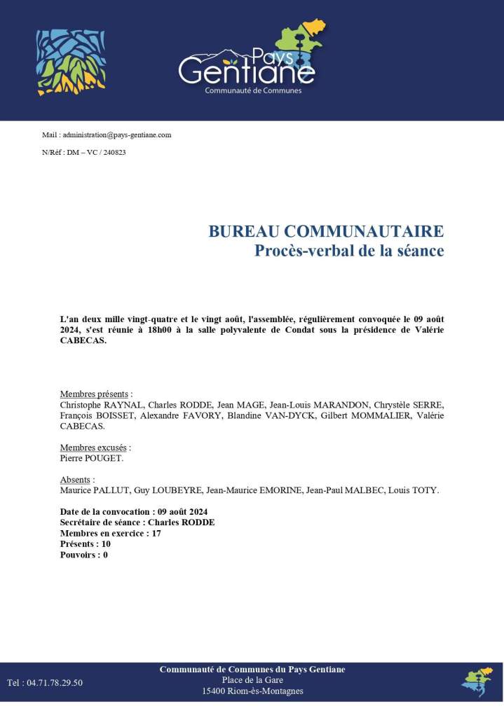 Procès-verbal de la séance