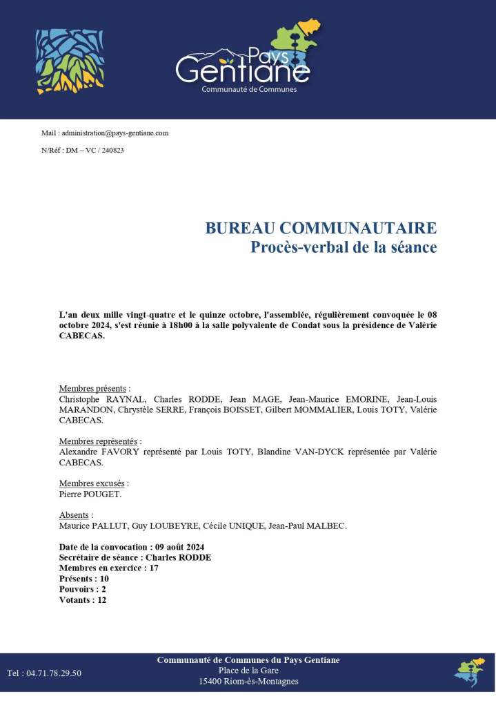 Procès-verbal de la séance 