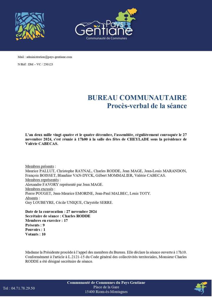 Procès-verbal de la séance 